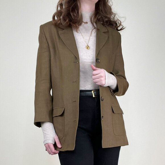 Vintage 100% Linen Blazer Jacket Coat Oversized Old Money Academia Quiet Luxury - Picture 8 of 8